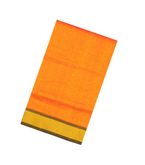 Orange Handloom Silk Cotton Saree With Contrast Border-SC4468
