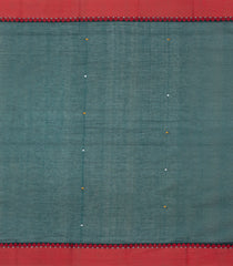 Teal Handloom Bengal Cotton Saree With Coin Buttas-BG1832