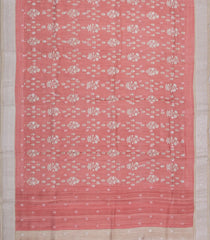 Peach Printed Tussar Silk Saree With Floral Motifs-TU3638