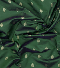 Dark Green Woven Blended Aura Saree With Zari Buttas & Zari Border-BL5818