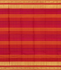 White Handloom Korvai Kanchipuram Silk Saree With Thread work Stripes-KA16744