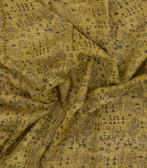 Mustard Printed Jaipur Cotton Saree With Tribal Motifs-JC1475
