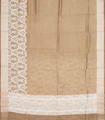Beige Woven Art Jari Dola Silk Saree With Zari Checks & Printed Floral Motifs-BL3905
