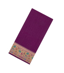 Dark Purple Woven Art Dupion Saree With Meena Floral Border-BL5895