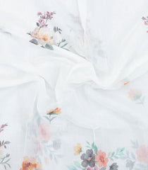 White Printed Synthetic Kota Saree Zari Border With Jhalar-SY0083