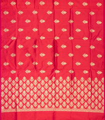 Crimson Handloom Banarasi Silk Saree With Floral Motifs-BE1533