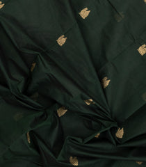 Bottle Green Handloom Kanchi Cotton Saree With Buttas-KC1813