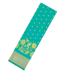 Aquamarine Handloom Paithani Silk Saree With Floral Zari Motifs & Meena Pallu-PA1132