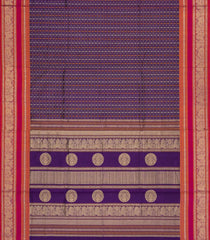Purple Handloom Silk Cotton Saree With Checks-SC4349