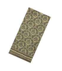 Dark Olive Printed Art Dupion Saree With Floral Motifs-BL6136