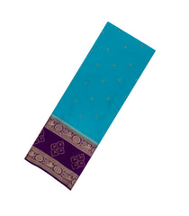 Cyan Woven Art Crepe  Saree With Stone Work & Contrast Border-BL5136