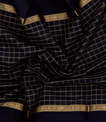 Black Handloom Silk Cotton Saree With Checks-SC4197