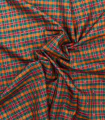 Crimson Handloom Kanchipuram 9 Yards Silk Saree With Checks & Buttas-KA15746