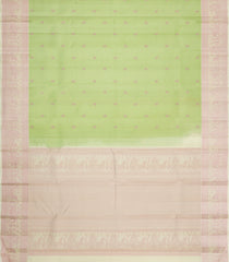 Pista Green Handloom Kanchipuram Silk Saree With Silk Thread Butta & Border-KA16264