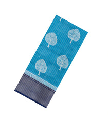 Sky Blue Printed Synthetic Dola Saree With Zari Stripes & Border-BL5395