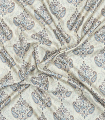 White Printed Synthetic Kotha Silk Saree With Zari Border-SY0033