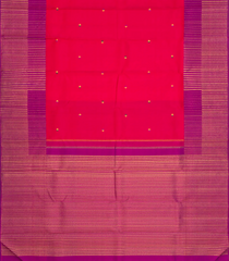 Red Handloom Korvai Kanchipuram Silk Saree With Coin Buttas-KA12603