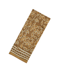 Sandal Handloom Chanderi Cotton Saree With Printed Motifs-CC1366