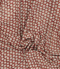 Rust Printed Jaipur Cotton Saree With Floral Motifs-JC1675