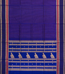 Blue Handloom Silk Cotton Saree With Checks-SC4287