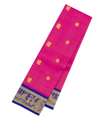 Hot Pink Handloom Korvai Kanchipuram Silk Saree With Buttas-KA16419