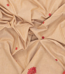 Sandal Handloom Bengal Cotton Saree With Floral Buttas-BG1673