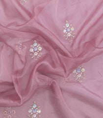 Dusty Pink Woven Pure Organza Silk Saree With Meena Floral Embroidery -EN2104