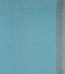 Sky Blue Woven Art Linen Saree With Zari Border-BL5639