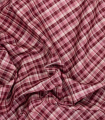 Burgundy Handloom Korvai Kanchipuram Silk Saree With Checks-KA15513