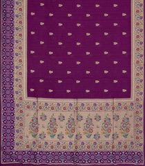 Dark Magenta Woven Art Dupion Saree With Buttas & Tie and Dye Border-BL5908