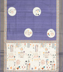 Lavender Printed Synthetic Tussar Silk Saree With Zari Border-SY0073