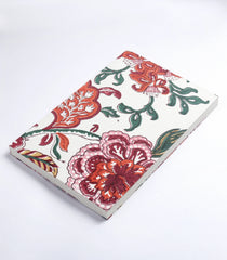White 9 X 6 Inch Bagru Dabu Block Printed 96 Page Handmade Notebook-ACS1008