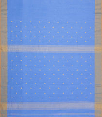 Light Blue Handloom Maheswari Silk Cotton Saree With Triangle Buttas-SC4922