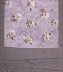 Lavender Printed Synthetic Tussar With Contrast Zari Border-SY0280