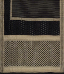 Black Woven Mysore Silk Saree With Floral Stripes-MS3528