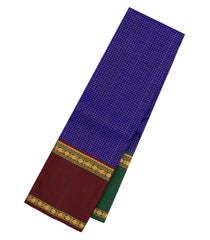 Blue Handloom Kanchipuram Silk Saree With Zari Checks-KA15293
