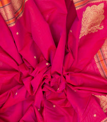 Hot Pink Handloom Kanchi Cotton Saree With Corner Buttas-KC1506