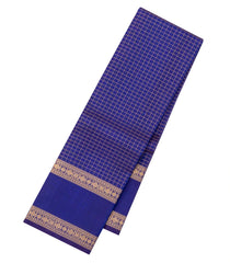 Blue Handloom Kanchipuram Silk Saree With Zari Checks-KA15105