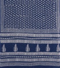 Indigo Printed Jaipur Cotton Saree With Printed Tribal Motifs-JC1778