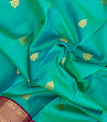 Aquamarine Handloom Korvai Kanchipuram Silk Saree With Buttas-KA15498