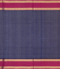 Navy Blue Handloom Silk Cotton Saree With Zari Checks & Contrast Border-SC4565