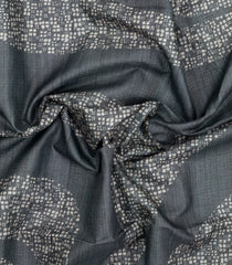 Grey Printed Synthetic Tussar Silk Saree With Zari Checks & Motifs-SY0377