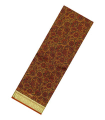 Oil Mustard Printed Silk Saree With Floral Motifs & Zari Border-PS0693