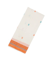 White Handloom Bengal Cotton Saree With Cross Buttas -BG1457
