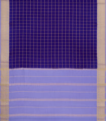 Blue Woven Mysore Silk Saree With Zari Checks & Contrast Border-MS3379