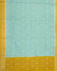Turquoise Woven Blended Viscose Saree With Zari Checks & Buttas -BL5601