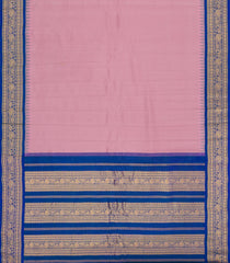 Dusty Pink Handloom Gadwal Cotton Saree With Checks & Contrast Border-GA0345