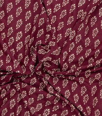 Maroon Printed Jaipur Cotton Saree With Printed Floral Motifs-JC1785