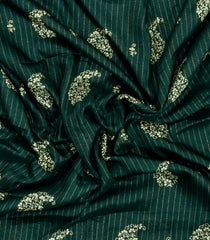 Bottle Green Printed Synthetic Dola Silk Saree With Motifs & Zari Stripes-SY0426