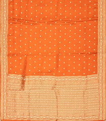 Orange Woven Blended Satin Saree With  Hand Embroidered Floral Motifs-EN1748